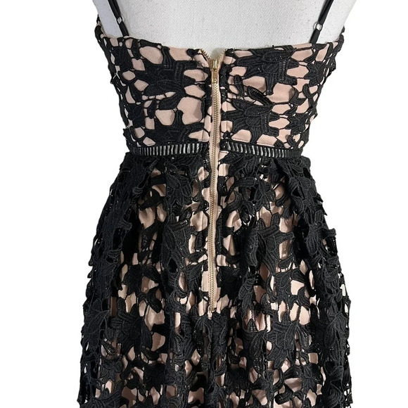 Aqua Black Lace Dress XS Midi Length Spaghetti Straps V Neck Cocktail Formal - Picture 5 of 9